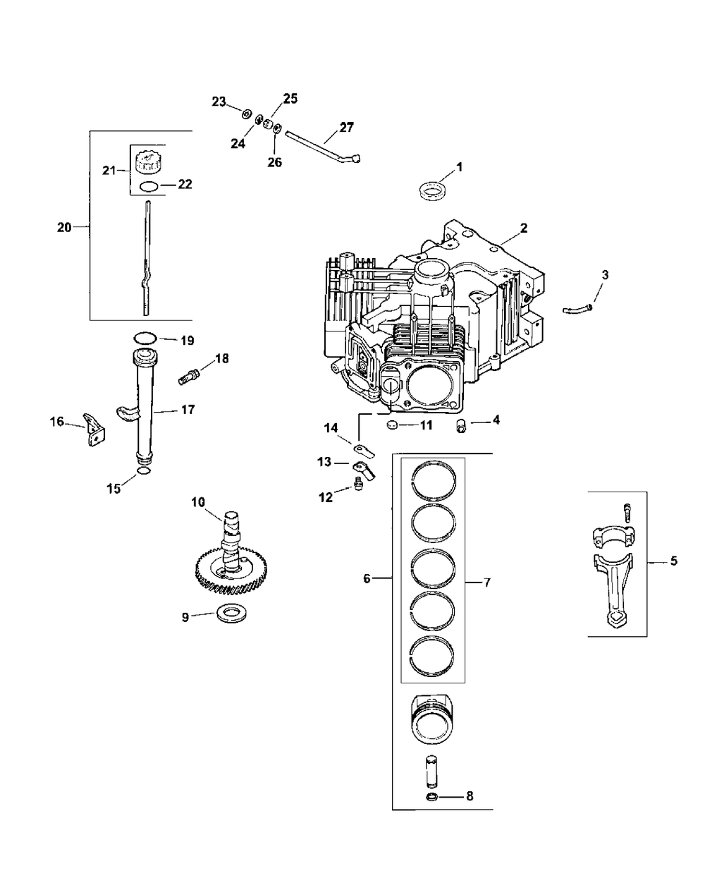 Cv740s-0015 Crankcase Diagram and Parts List for M60-KH (53AB5BDX150-27-HP)(2003) Cub Cadet Lawn Tractor